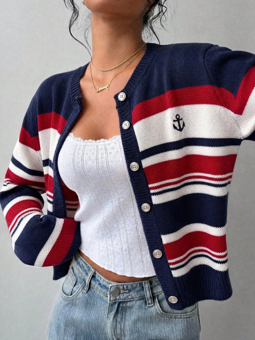 Multicolor Casual Women's Loose Short Knit Cardigan